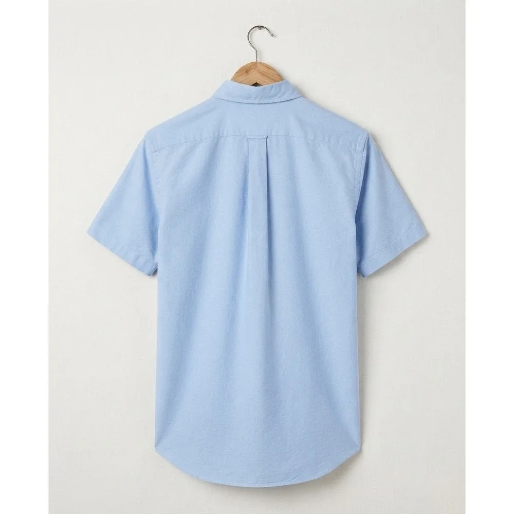 Polo Ralph Lauren Slim Fit Short Sleeve Chambray Oxford Shirt Blue Cotton XL